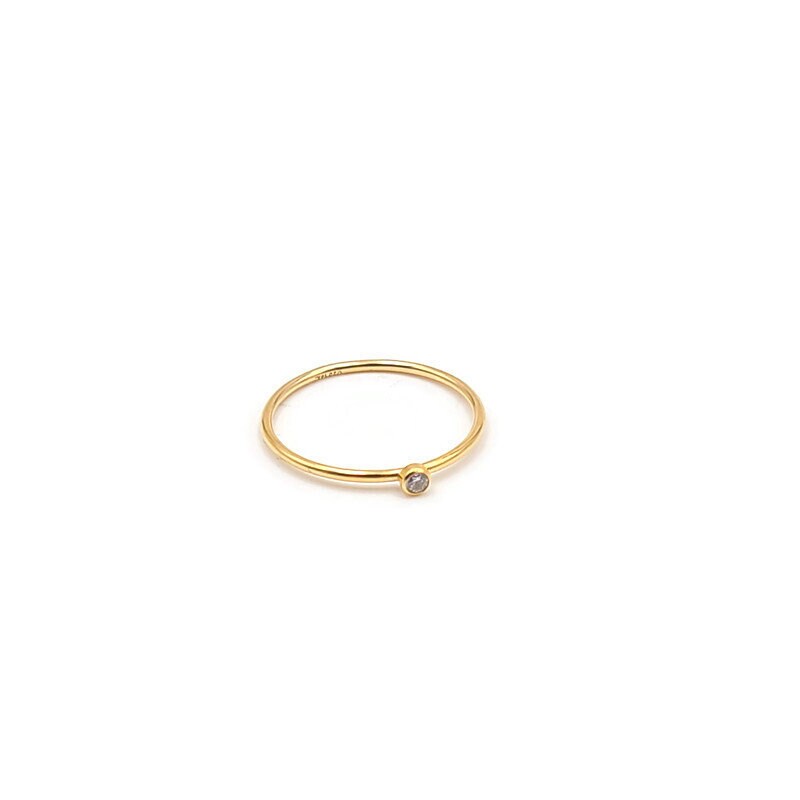 14k Gold Filled DAINTY ZIRCON RING, Minimal Cubic Zirconia Cz Gemstone Delicate Stacking Ring for Ladies