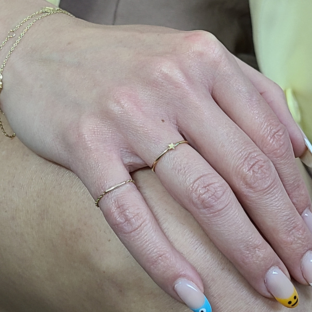 14k Gold Filled CELESTIAL STAR RING, Minimalist Style Thin Band Simple Stackable Ring Jewelry