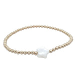 Mother of Pearl Star Gold Filled Beaded, Isabella Celini, Stretch Stacking Bracelet, Gift For Her, Dainty Heart Bracelet