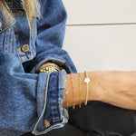 Mother of Pearl Star Gold Filled Beaded, Isabella Celini, Stretch Stacking Bracelet, Gift For Her, Dainty Heart Bracelet