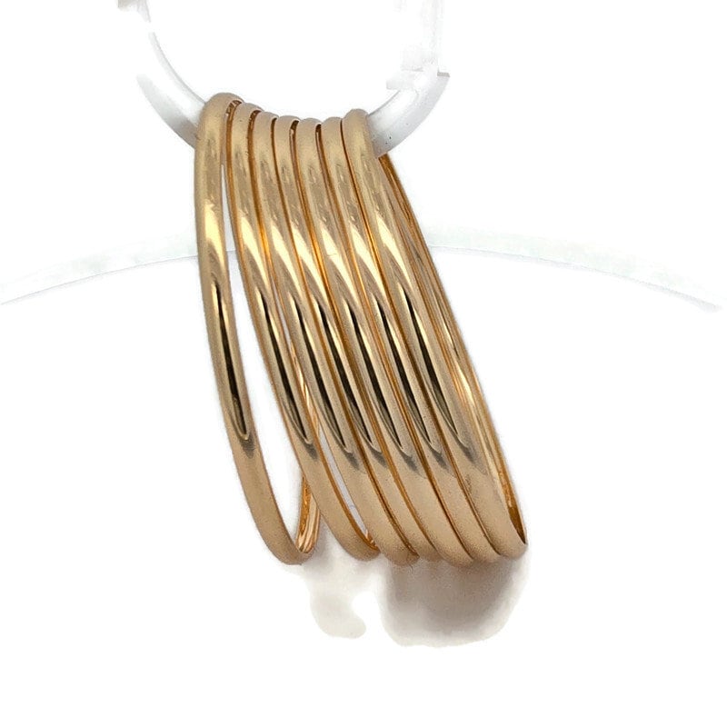 Set Of 7 Bangles- Durable Gold Plated Stackable Bangle Bracelets Perfect For Women And Bridesmaid Gift