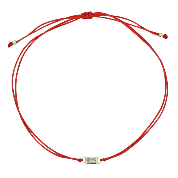 Red String Cord Bracelet with 14kt Solid Gold Sapphire  Pendant