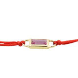 Red String Cord Bracelet with 14kt Solid Gold Sapphire  Pendant