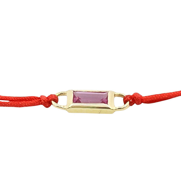 Red String Cord Bracelet with 14kt Solid Gold Sapphire  Pendant