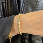 Gold Filled Bracelet – Cubic Zirconia Pave Ball, Stretchy Boho Chic