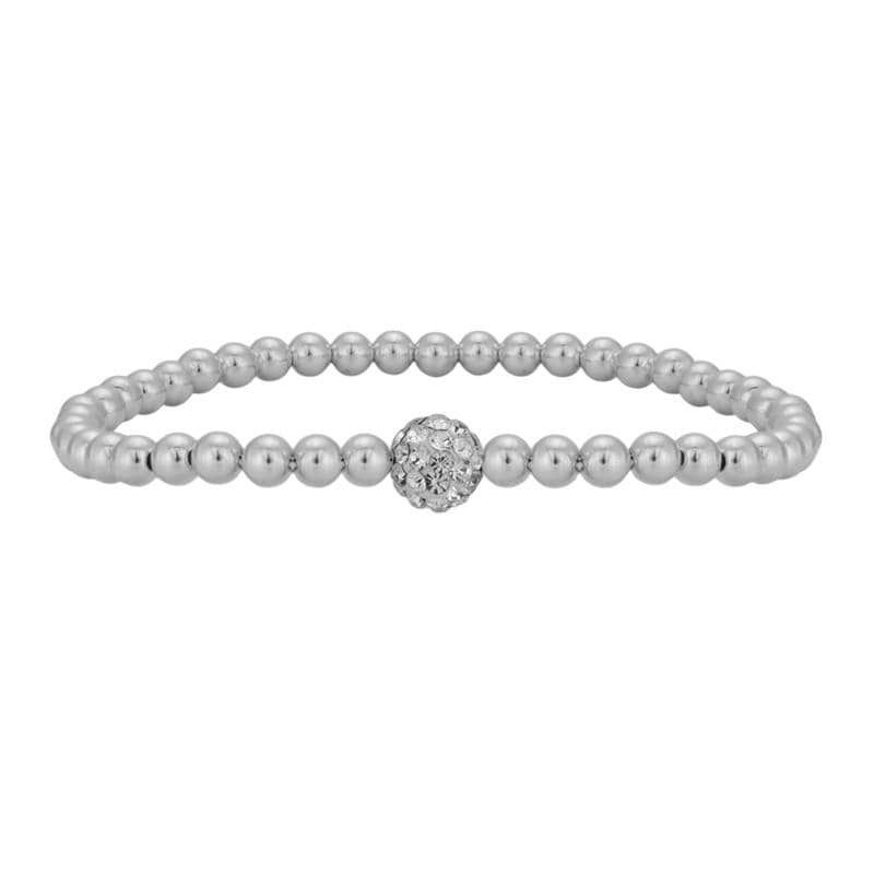Gold Filled Bracelet – Cubic Zirconia Pave Ball, Stretchy Boho Chic