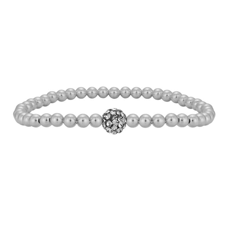 Gold Filled Bracelet – Cubic Zirconia Pave Ball, Stretchy Boho Chic