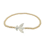 Dainty 14kt Gold Filled Pigeon Mother of Pearl Stretch Bracelet - Tarnish Free Jewelry