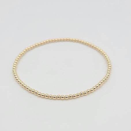 14K Gold Filled 3 mm Beaded Anklet for Women - Tarnish-Free Waterproof Jewelry