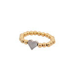 14kt Gold Filled Stacking Ring - Heart Pendant Ring - Tarnish-Free Woman's Jewelry with 3mm Gold Filled Beads - Stretch for Perfect Fit