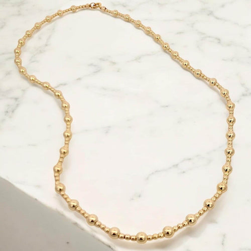 Dainty Gold Filled Beaded Necklace - 2mm and 4mm Alternating Pattern Layering Jewelry - Tarnish Free Jewelry