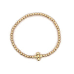 Delicate Gold Filled Stacking Bracelet - Stretch Beaded Shiny Cross Pendant for Women