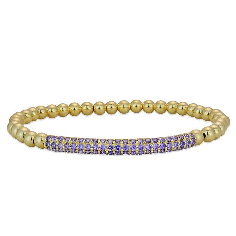 Gold Filled Cubic Zirconia Stacking Bracelet - Various Color Options Available - Pave Bar Design