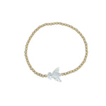 Dainty 14kt Gold Filled Pigeon Mother of Pearl Stretch Bracelet - Tarnish Free Jewelry
