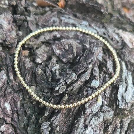 14K Gold Filled 3 mm Beaded Anklet for Women - Tarnish-Free Waterproof Jewelry