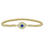 Gold Evil Eye Protection Bracelet - Stretchy Good Luck Stacking Bracelet for Women