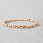 14K Gold Filled Beaded Bracelet for Women - Tarnish Free Waterproof 4mm - Handmade Stretch - Gold Filled Silver or Rose Gold Options