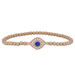 Gold Evil Eye Protection Bracelet - Stretchy Good Luck Stacking Bracelet for Women