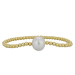 Gold Filled Pearl Bracelet, Dainty Freshwater Stretch (Adjustable Sizes)
