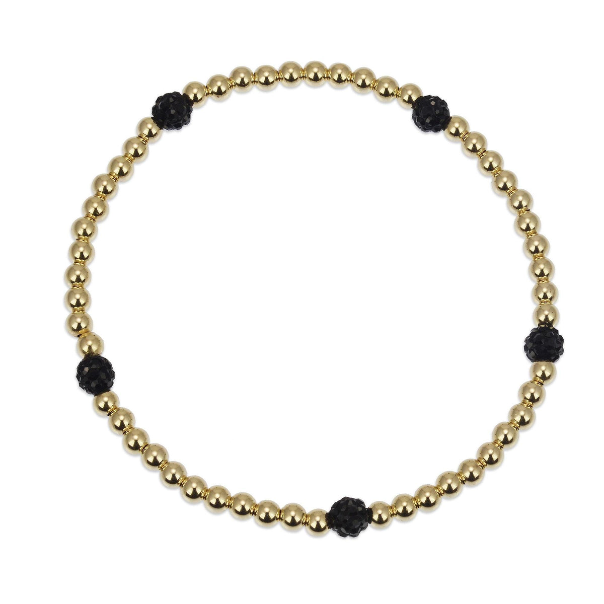 14kt Gold Filled CZ Ball Bracelet - Stretch Gold Beaded Womens Jewelry - Tarnish Free