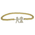 Boy and Girl Pendant Gold Filled Stretch Bracelet - Tarnish-Free Stacking for Women