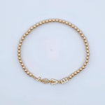 Stretch Gold Filled Love Bracelet with CZ Pendant - Dainty Womens Stacking Bracelet