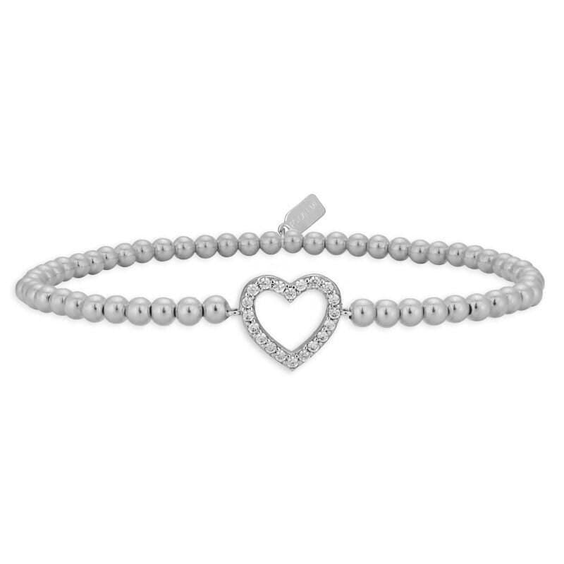 Gold Filled Heart Bracelet with Cubic Zirconia - Stretch Stacking Bracelet by Isabella Celini