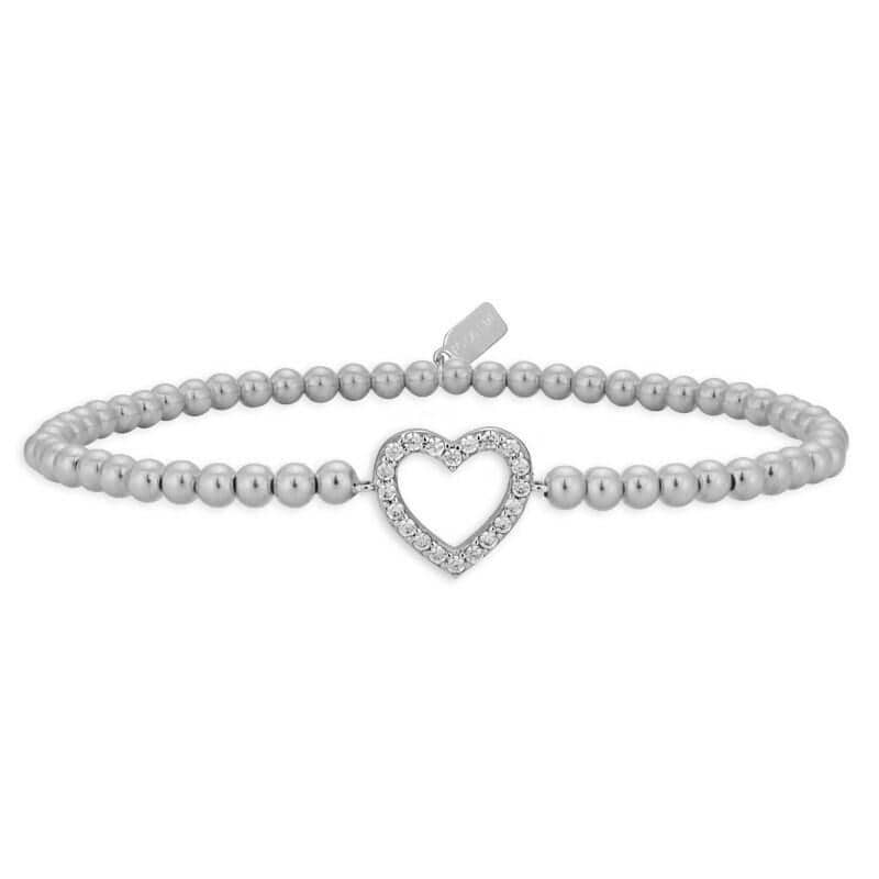 Gold Filled Heart Bracelet with Cubic Zirconia - Stretch Stacking Bracelet by Isabella Celini