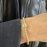 Love Bracelet: 14kt Gold Filled Beads and Heart Cube Pendant - Stretch Fit