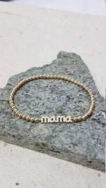 Mama Pendant Bracelet: Delicate Gold Filled Beads (Stretch Size 5.5-6.5")