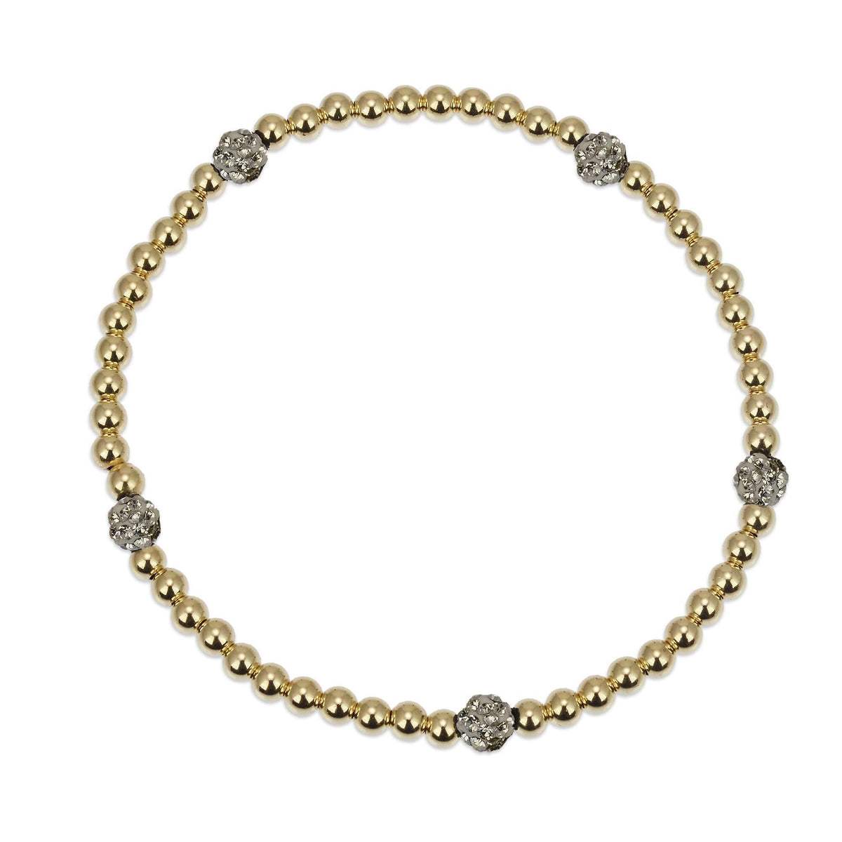 14kt Gold Filled CZ Ball Bracelet - Stretch Gold Beaded Womens Jewelry - Tarnish Free