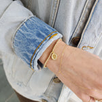 Mother Mary Gold Filled Bracelet, Religious Coin Bracelet, Isabella Celini, Religious Jewelry, Gold Filled Beads, Stretch Stacking Bracelet