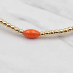 Coral Beaded Bracelet: Gold Filled Stackable Style (Adjustable)