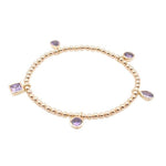 Gold Filled Beaded Charm Bracelet for Women - Cubic Zirconia Tear Drop Round and Square Charms