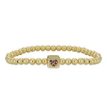 Love Bracelet: 14kt Gold Filled Beads and Heart Cube Pendant - Stretch Fit