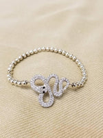 Gold Filled Snake Bracelet - Stretch Beaded Stacking Bracelet for Women