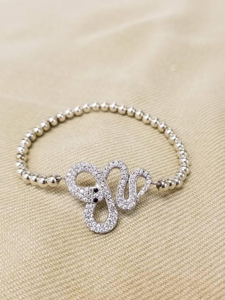 Gold Filled Snake Bracelet - Stretch Beaded Stacking Bracelet for Women