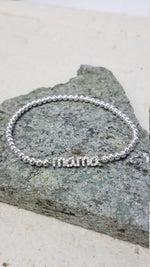 Mama Pendant Bracelet: Delicate Gold Filled Beads (Stretch Size 5.5-6.5")