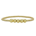 14kt Gold Filled Beaded Bracelet - 3mm and 7mm Sections - Delicate Boho Style for Women - Tarnish Free Waterproof