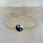 Ying Yang Gold Filled Bracelet, Isabella Celini, Gold Filled Beaded, Stretch Stacking Bracelet
