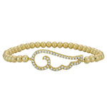 Gold Filled Beaded Bracelet with Angel Wing Pendant - Stretch Bracelet