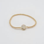 Gold Filled CZ Smiley Face Beaded Stacking Bracelet for Women - Stretch Stacking Bracelet