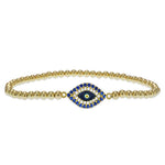 Gold Filled Evil Eye Bracelet with Cubic Zirconia - Enamel Protection Design