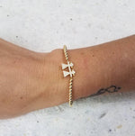 Sisters Pendant Gold Filled Beaded Bracelet with CZ Accents - Stretch Fit and Stackable - Handmade Jewelry