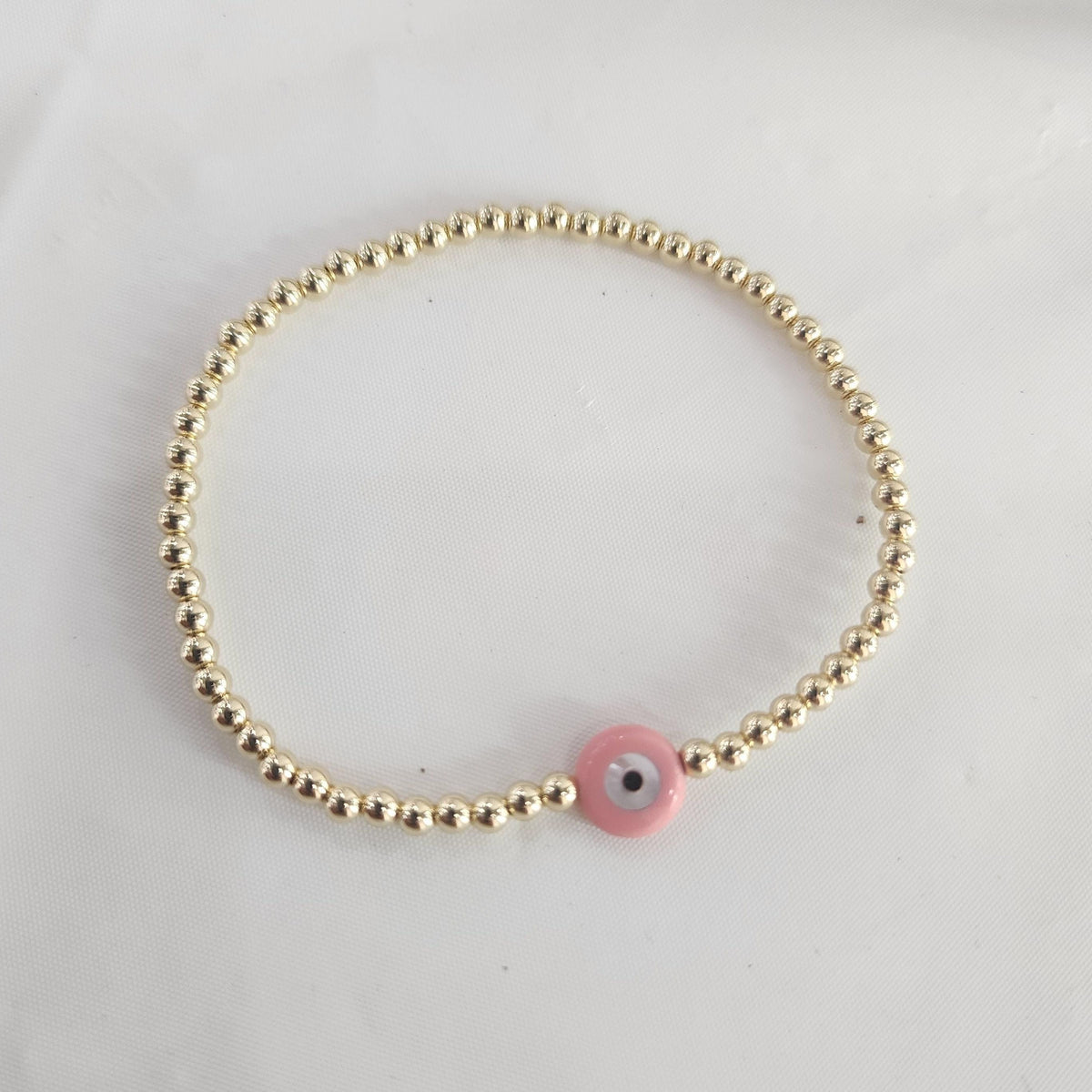 Isabella Celini Pink Evil Eye Bracelet - 14kt Gold Filled Protection for Good Luck and Spiritual Energy