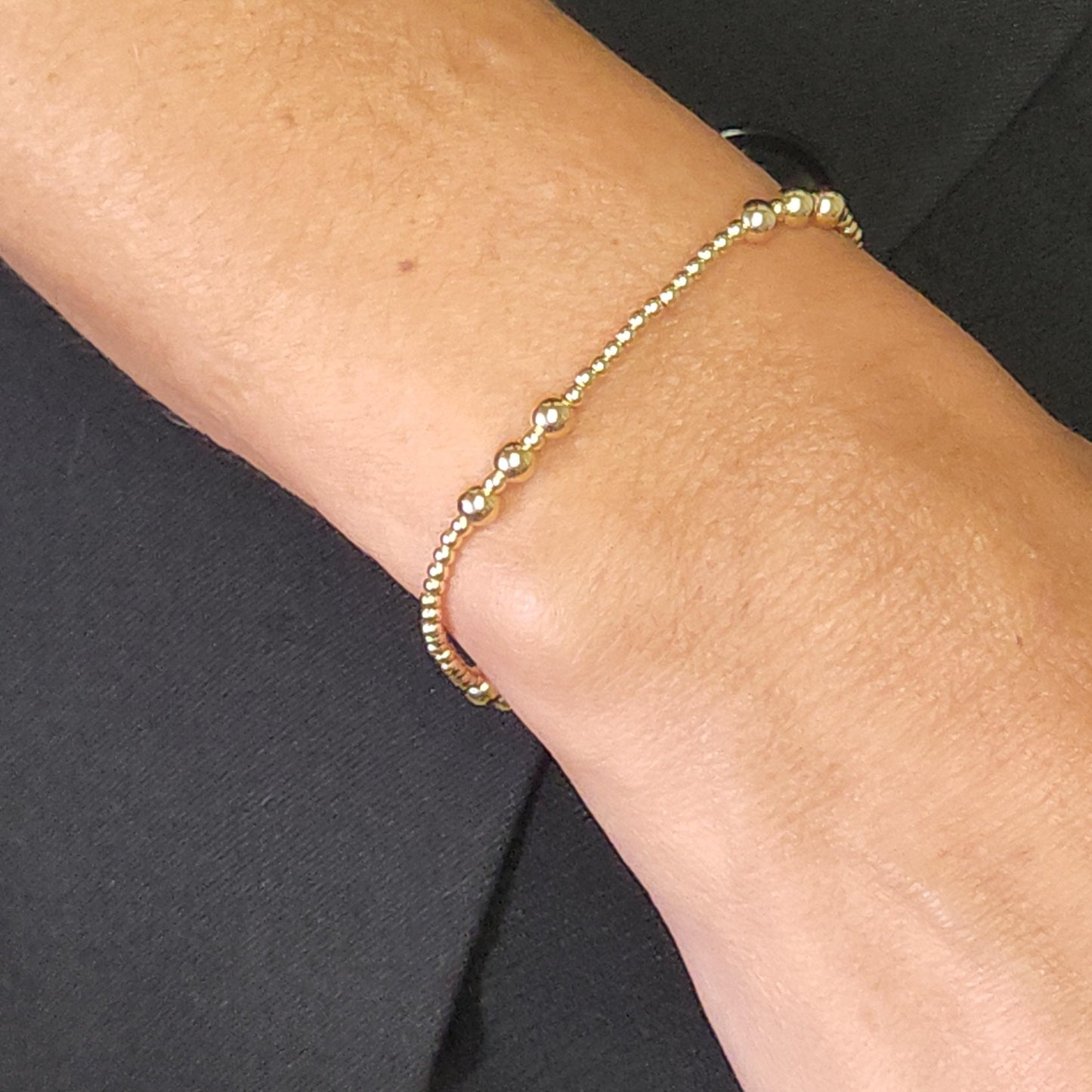 Layering Stretch Bracelet, 2 mm with 4 mm Sections, Stretch Beaded Bracelet for Ladies