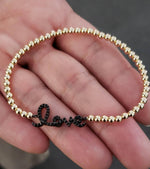 Dainty Gold Filled Love Bracelet: Beaded, CZ Pendant