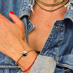 Ying Yang Gold Filled Bracelet, Isabella Celini, Gold Filled Beaded, Stretch Stacking Bracelet