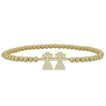 Sisters Pendant Gold Filled Beaded Bracelet with CZ Accents - Stretch Fit and Stackable - Handmade Jewelry