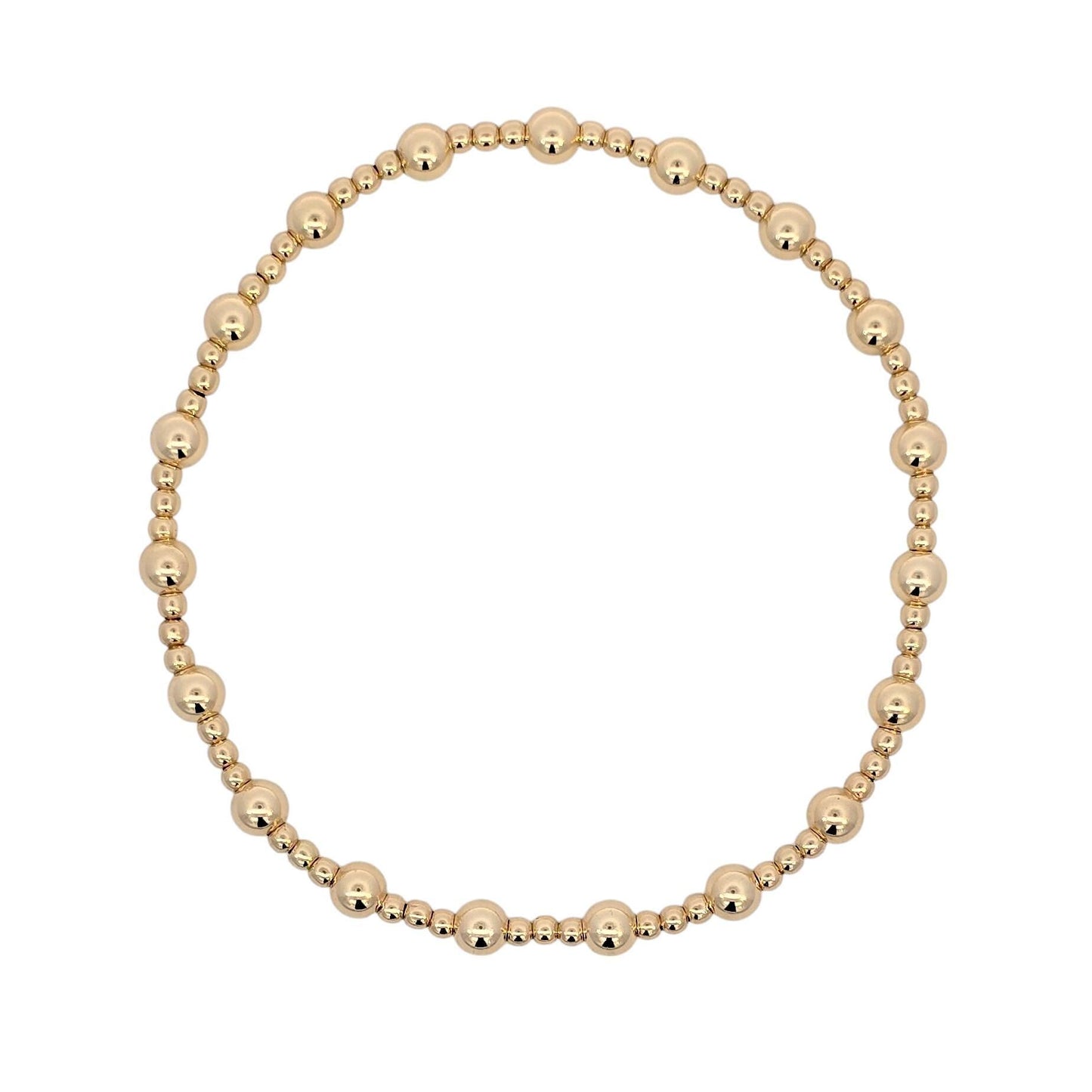 14Kt Gold Filled Stretch Stacking Bracelet - 2mm Sections 4mm Beaded Layering Boho Style - Tarnish Free and Waterproof Bracelet for Woman